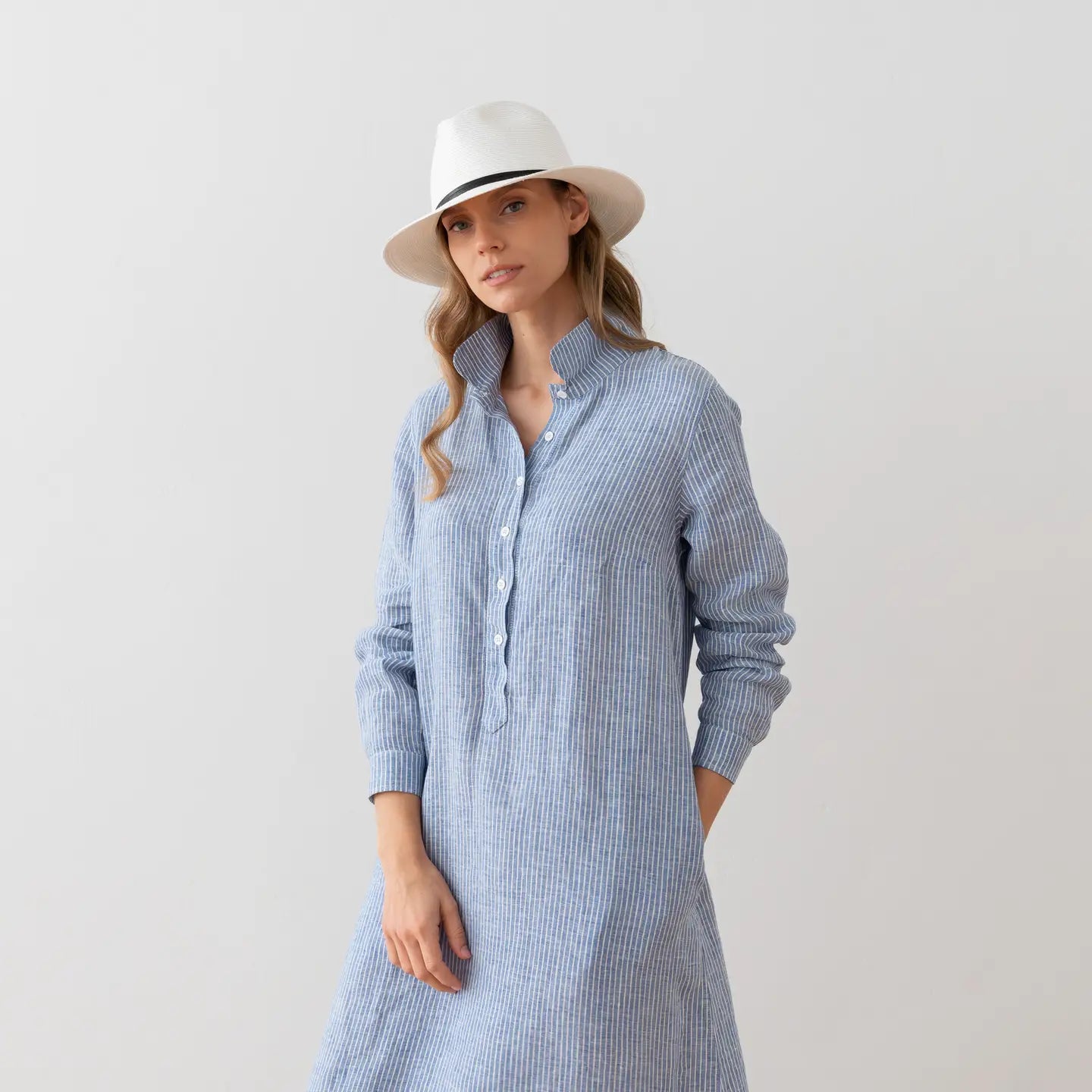 Linen Long Stripe Megan Dress