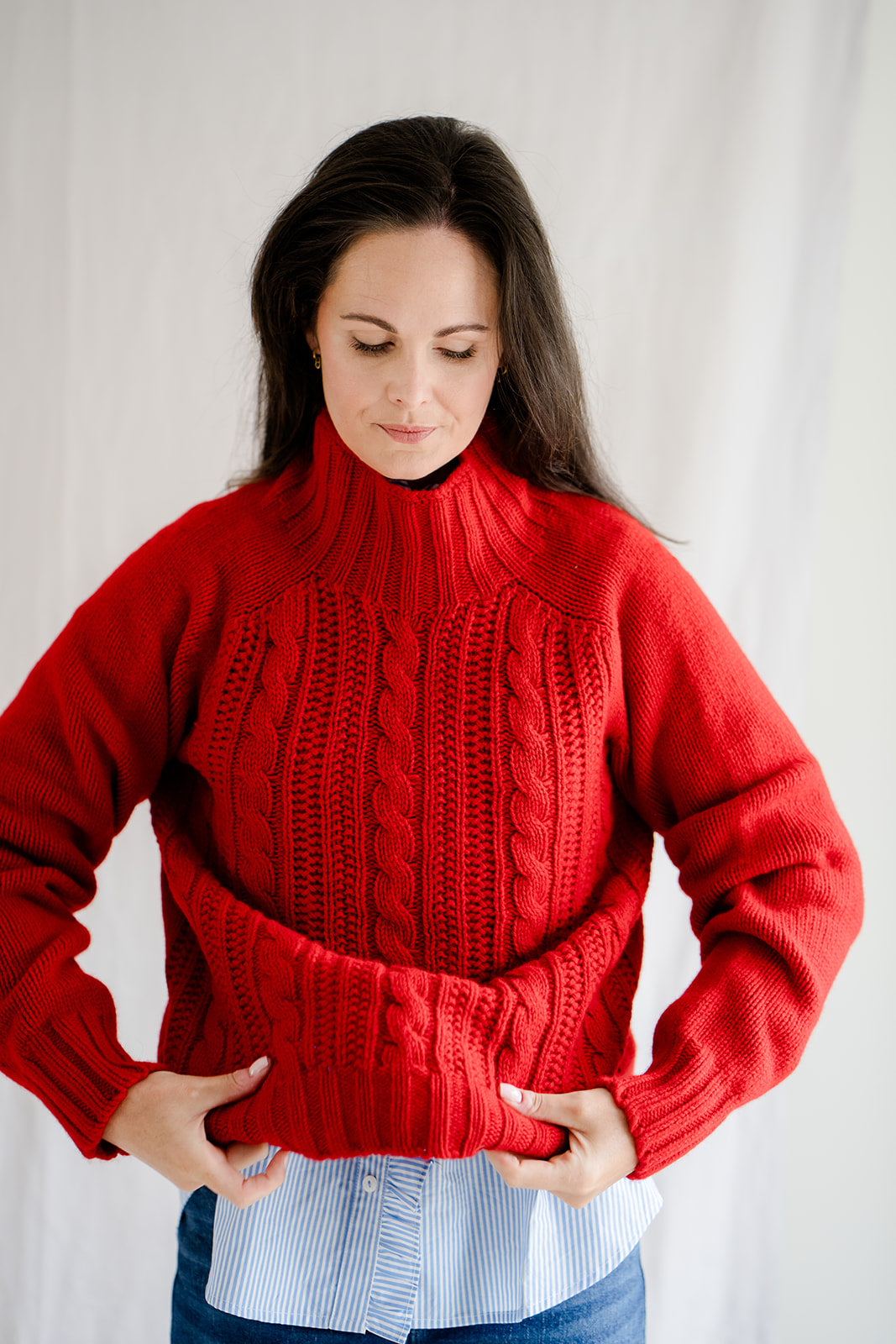 Pod & Pip Cable Knit Jumper Ruby Red