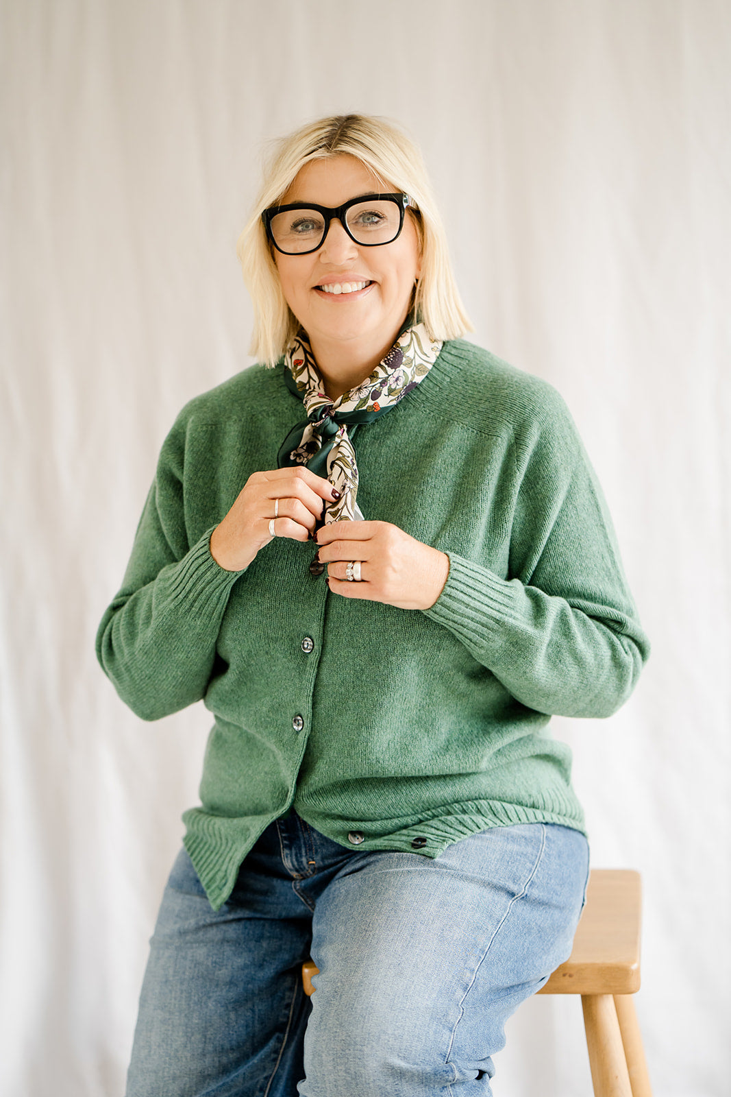 Pod & Pip Button Cardigan Green