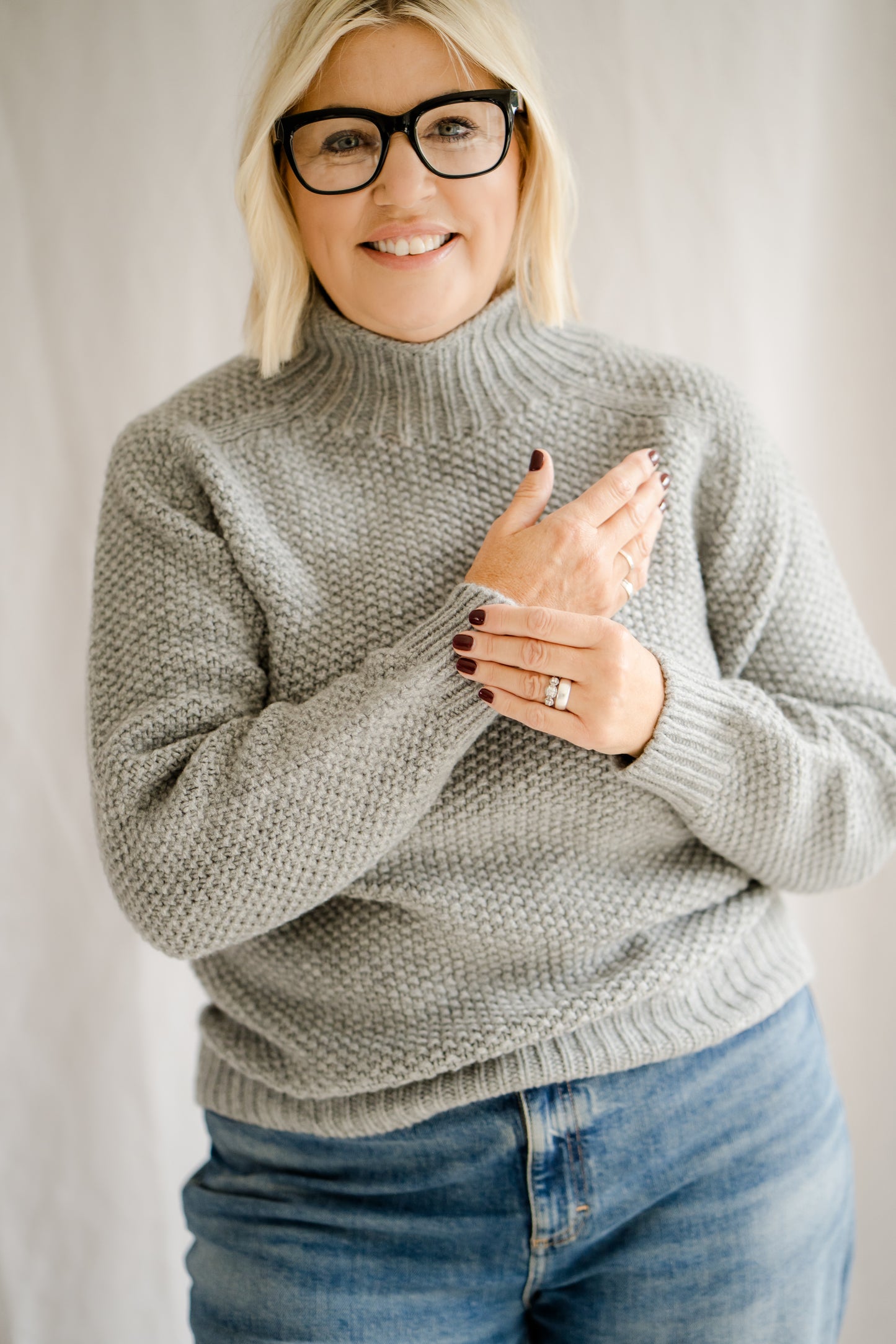 Pod & Pip Waffle Jumper Grey