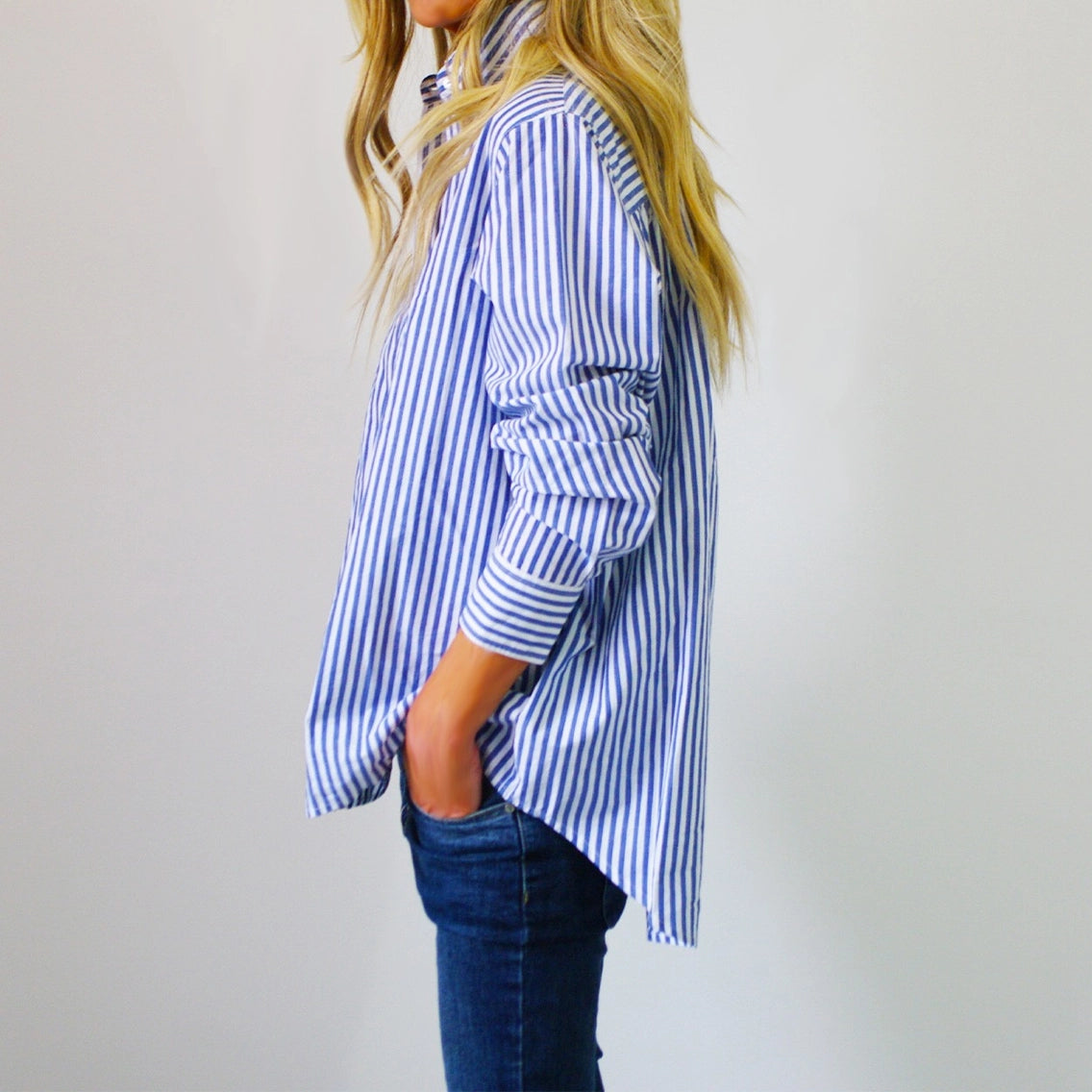 Riley Over Size Shirt Blue Stripe