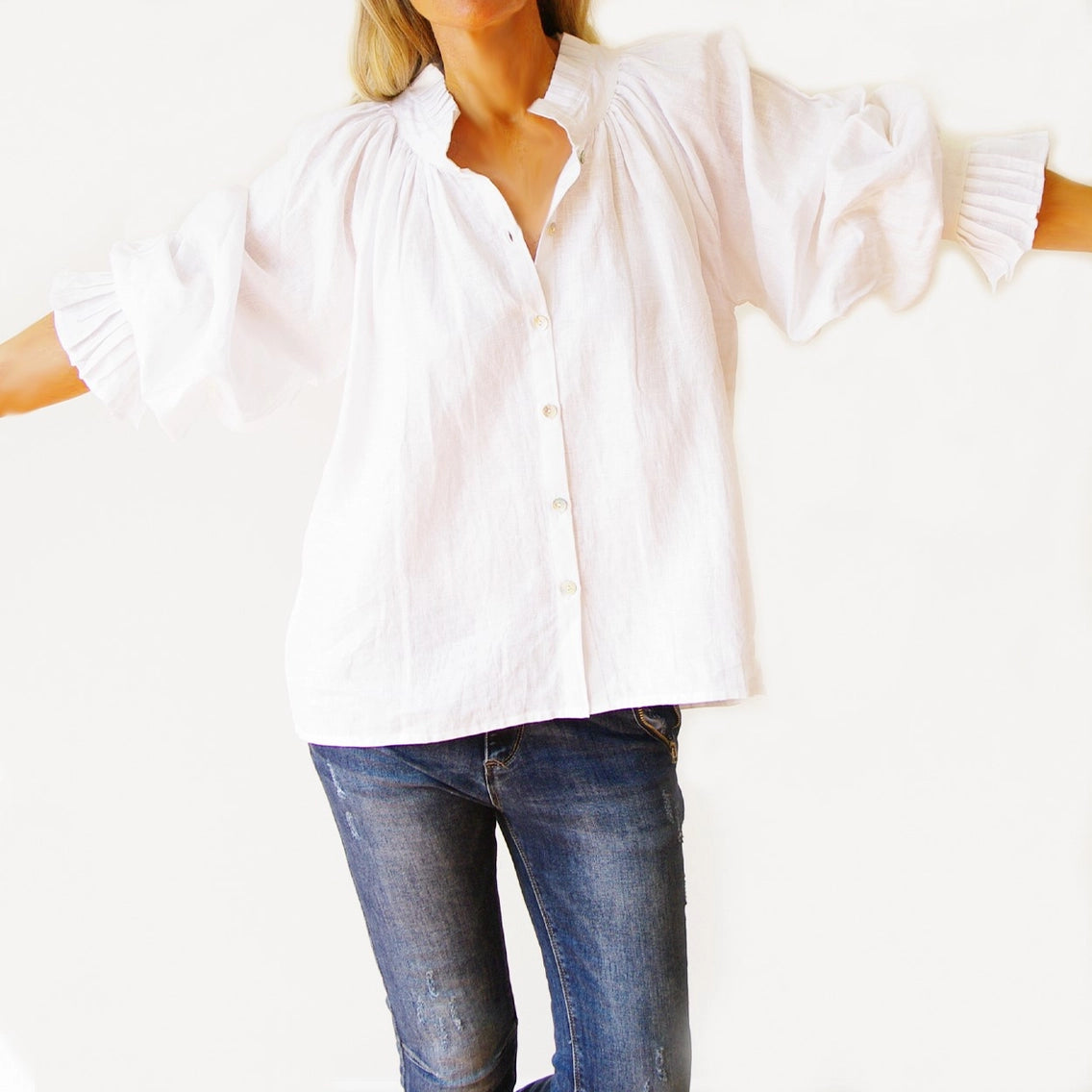 Sammi White Linen Blouse
