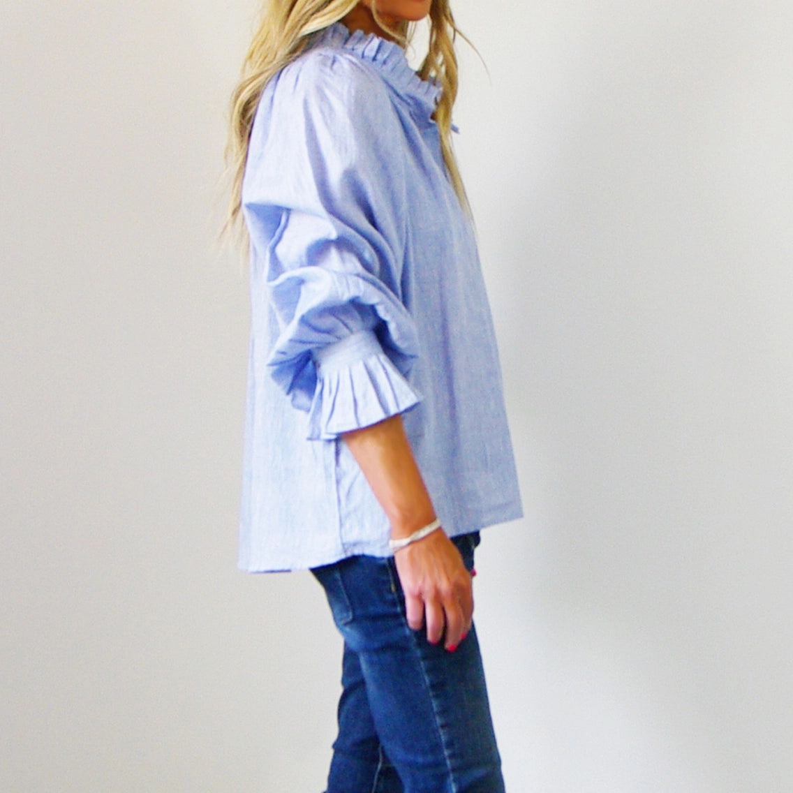 Sammi Blue Linen Blouse