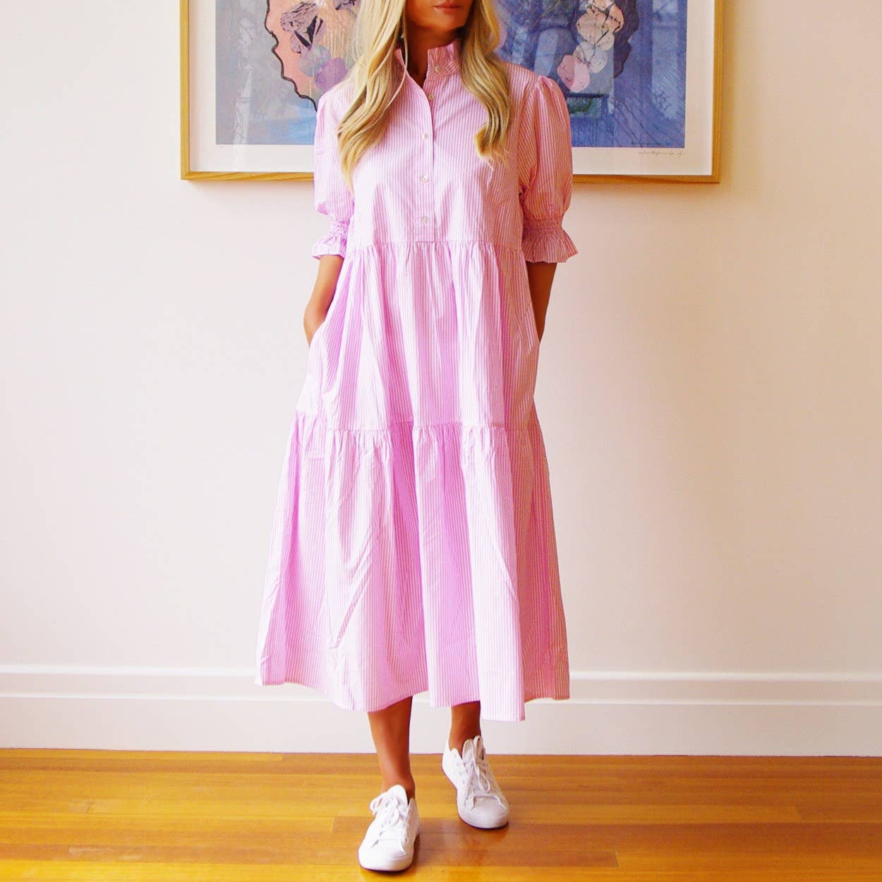 Lottie Pink & White Stripe Dress