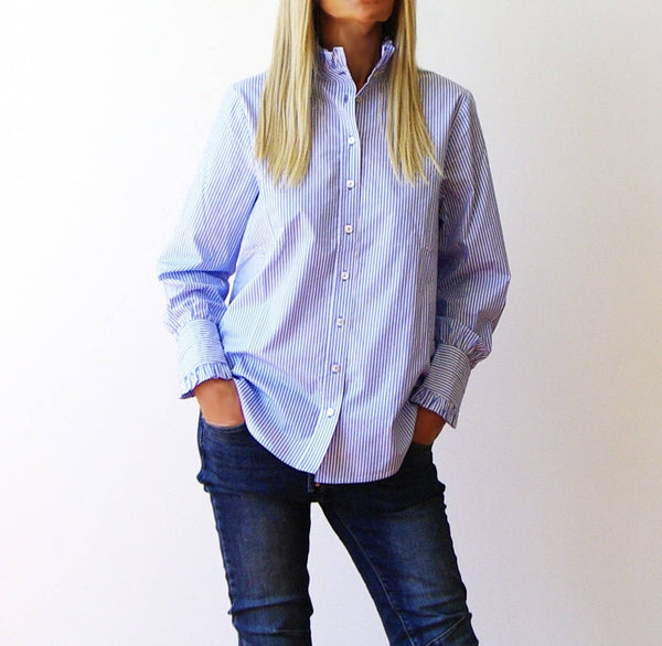 Lottie Azure & White Stripe Cotton Shirt