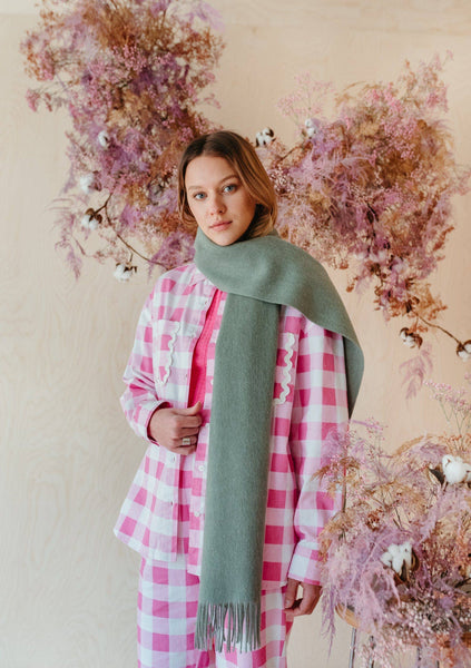 Lambswool Oversized Scarf Sage