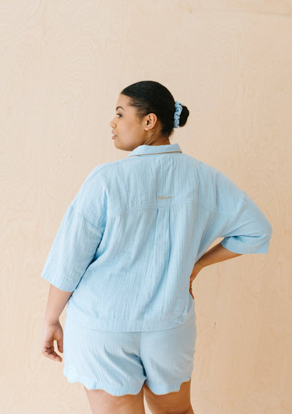 Blue Scallop Cotton Pyjamas