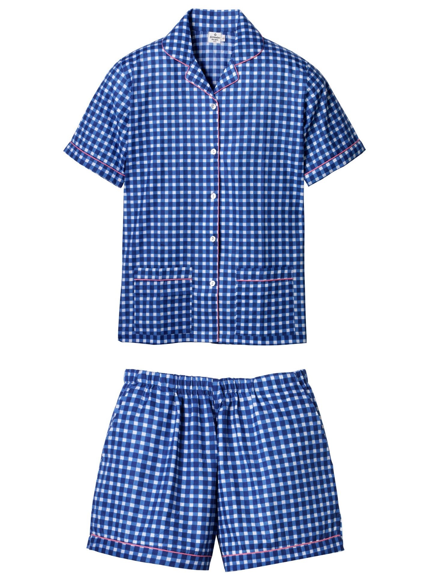 Germaine Des Pres Royal Blue Gingham Short Pyjamas