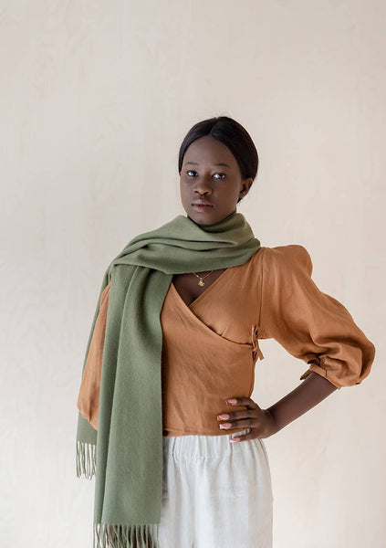 Lambswool Oversized Scarf Olive