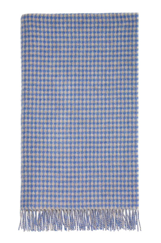 Houndstooth Merino Throw Blue/Natural