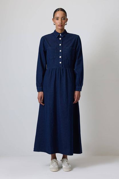 Denim Maxi Shirt Dress