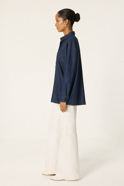 Jewelled Button Denim Shirt
