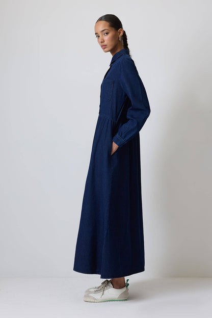 Denim Maxi Shirt Dress