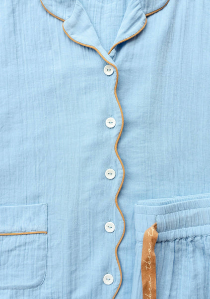 Blue Scallop Cotton Pyjamas