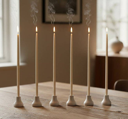 Thin Taper Candleholder in Pearl White - Set of 6