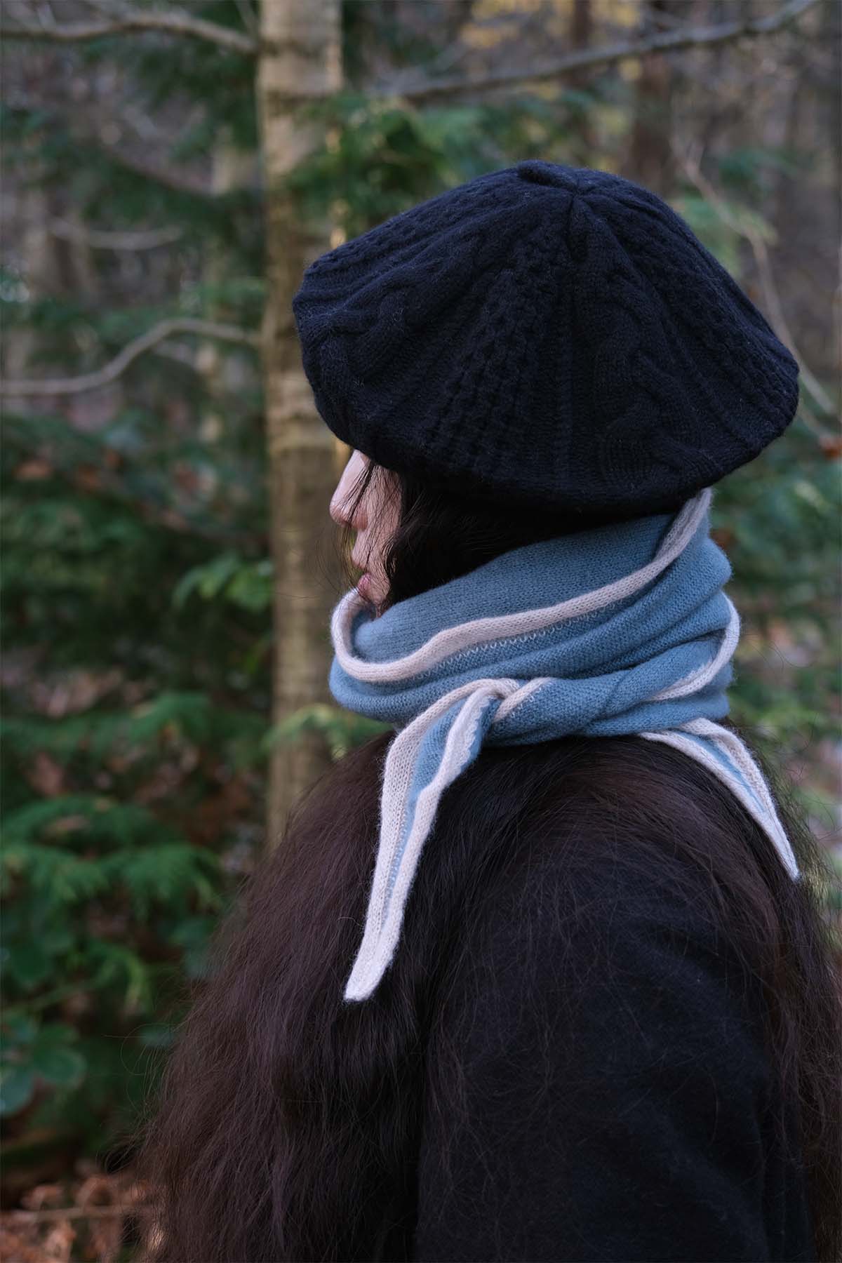 Cashmere Spindle Scarf Airforce Blue