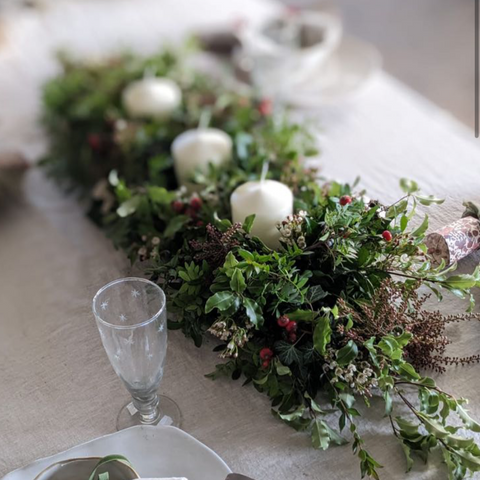 Long and Low Christmas Table Decoration