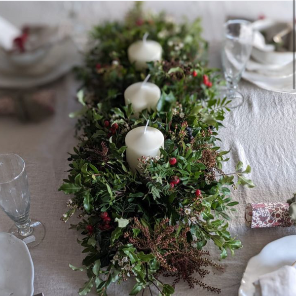 Long and Low Christmas Table Decoration