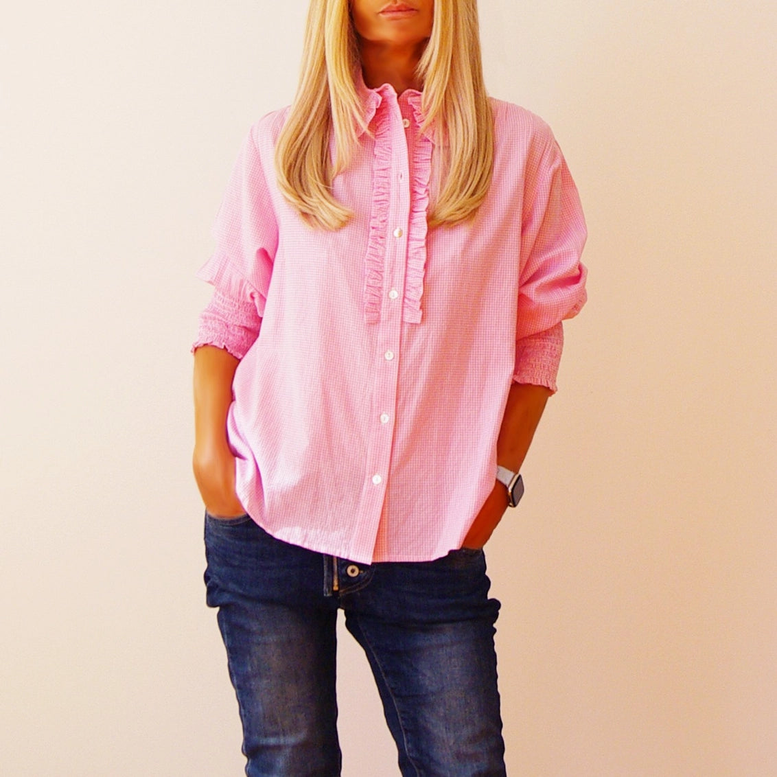 Ella Pink & White Gingham Shirt