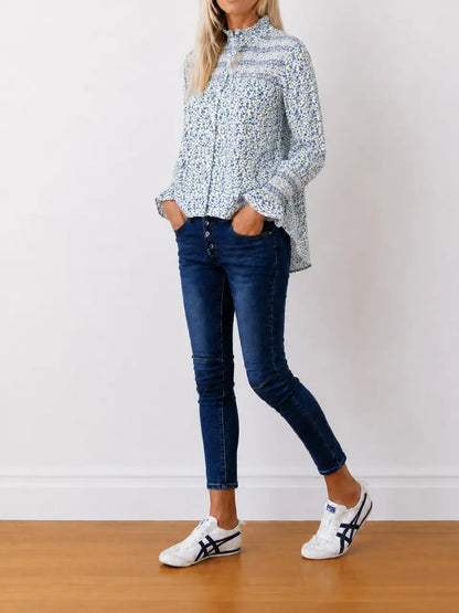 Evie Ditsy Floral Shirt Blue - Coming Soon