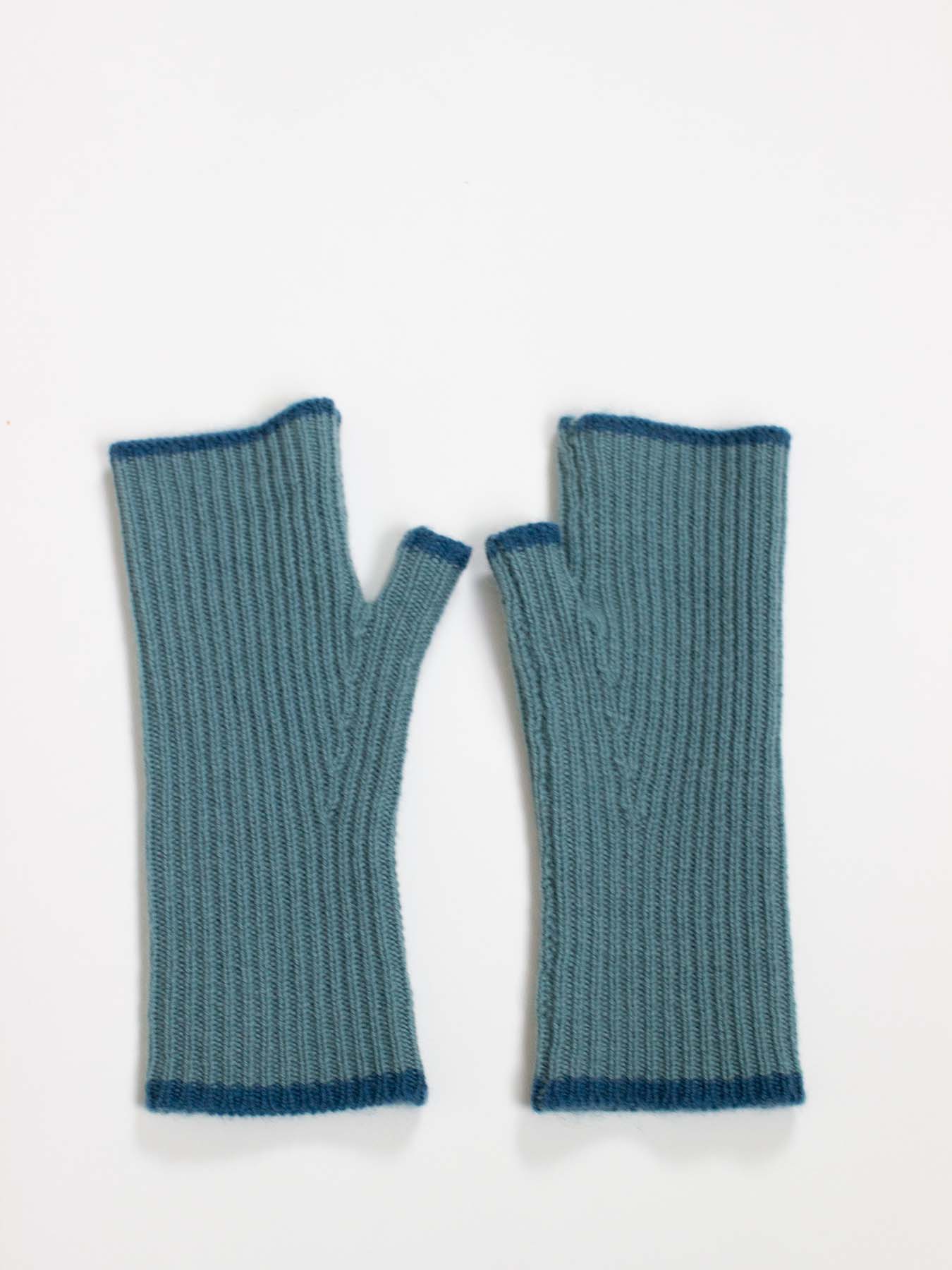 Organic Cashmere Fingerless Gloves Blue