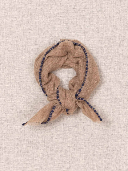 Cashmere Contrast Stitch Neck Scarf Beige