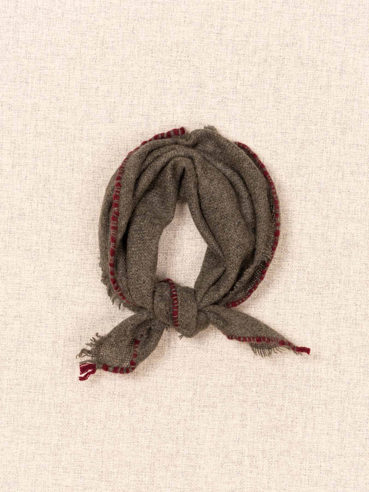 Cashmere Contrast Stitch Neck Scarf Green