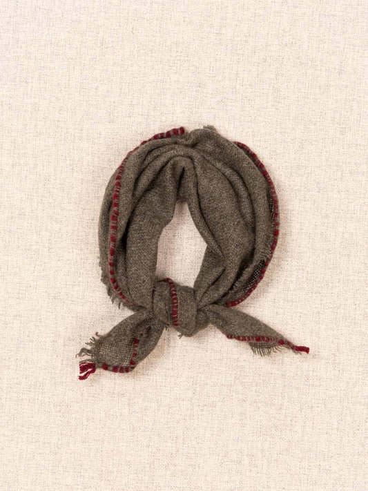 Cashmere Contrast Stitch Neck Scarf Green