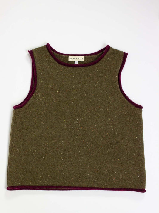 Organic Cashmere Tank Top Green Fleck