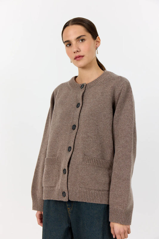 Leveté Room Light Brown Merino Cardigan