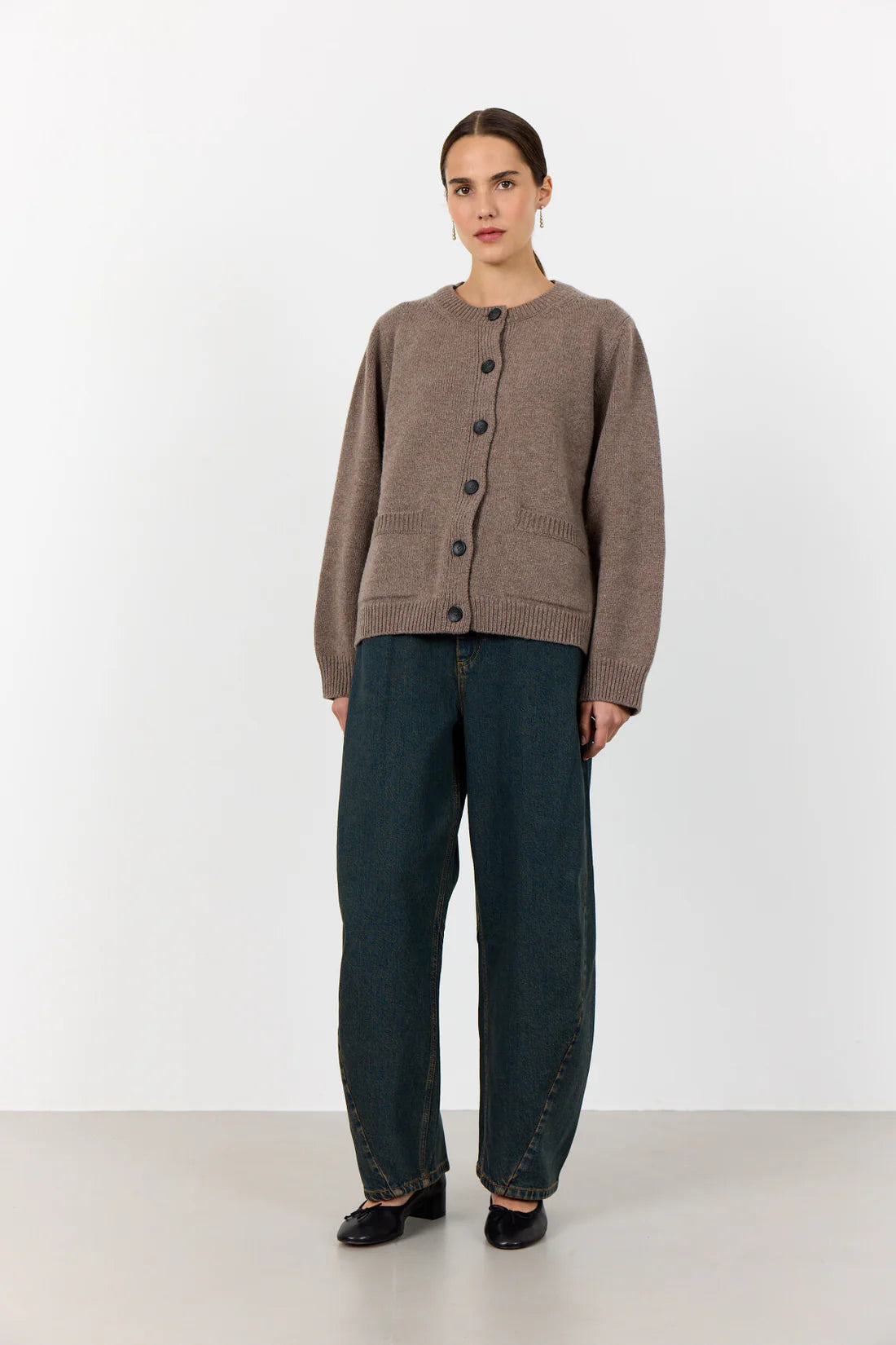 Leveté Room Light Brown Merino Cardigan