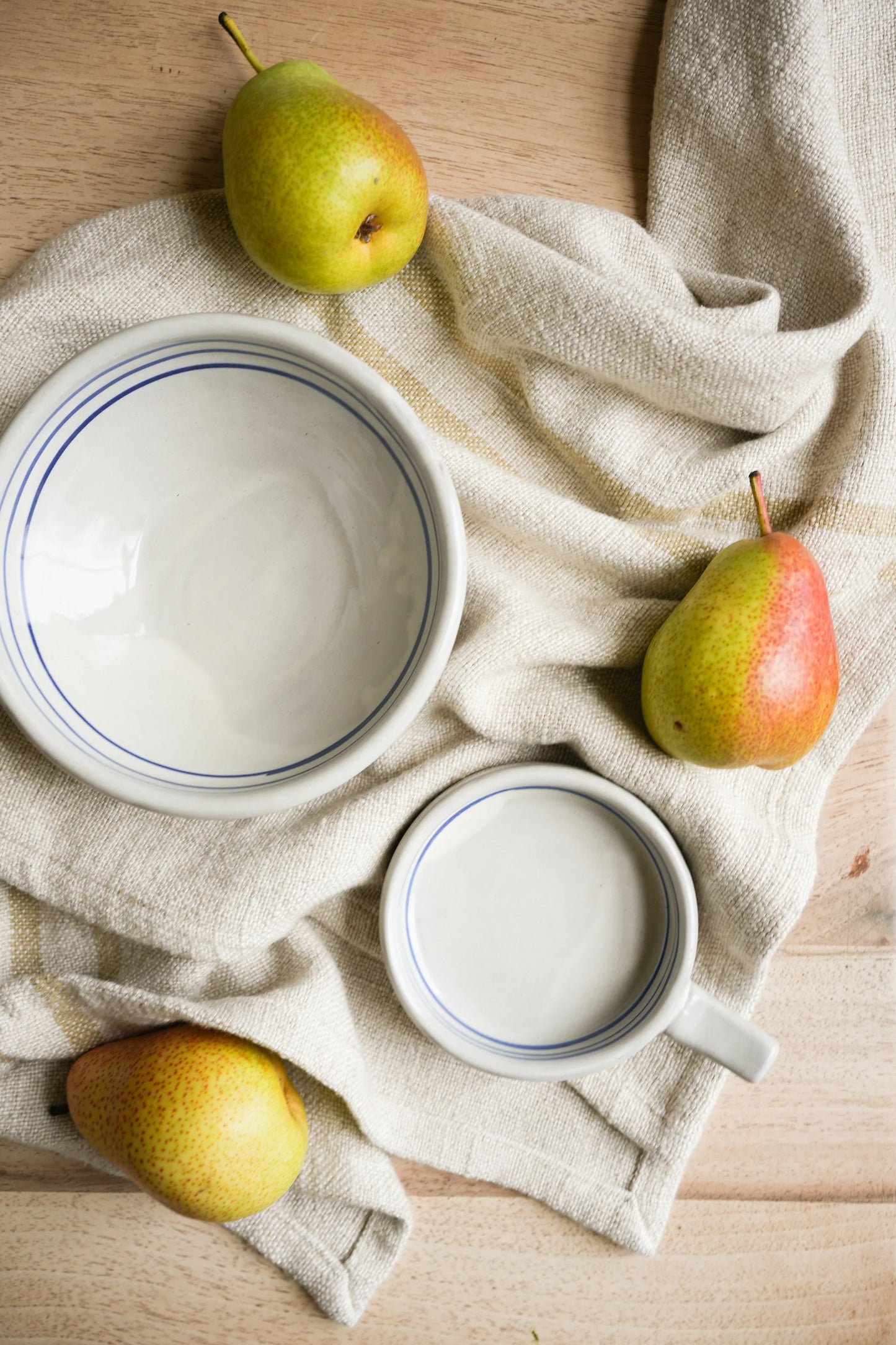 Hand Painted Breton Stripe Snack Bowl - Ink