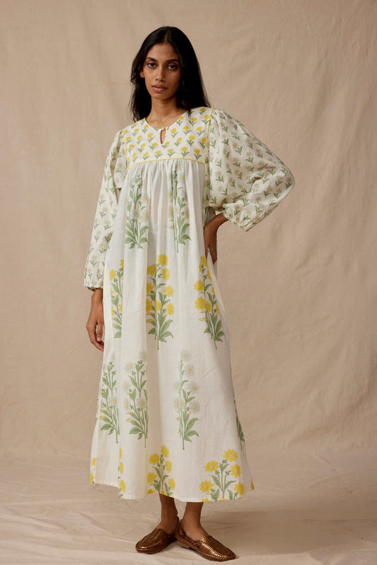 Daydress Capri Kaftan in Yellow Kashmir Flower