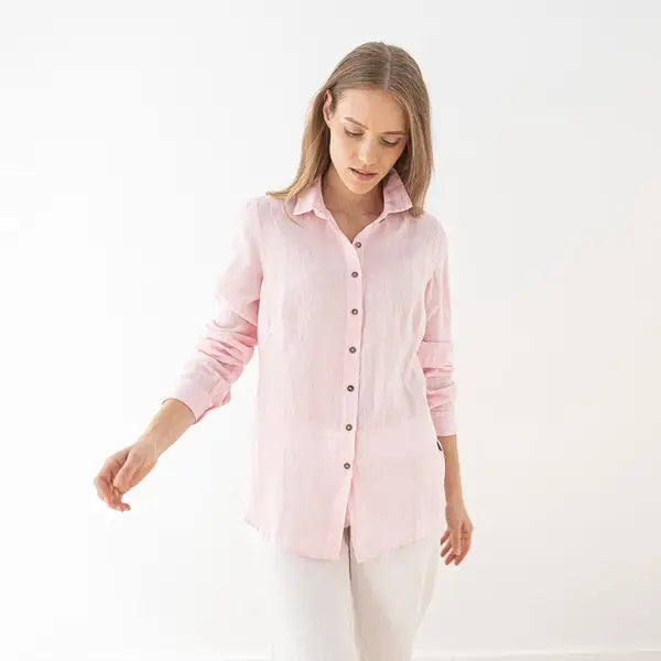 Linen Ernesto Classic Pink Shirt