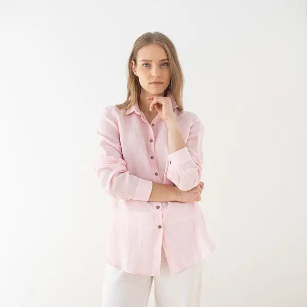 Linen Ernesto Classic Pink Shirt