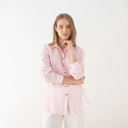 Linen Ernesto Classic Pink Shirt