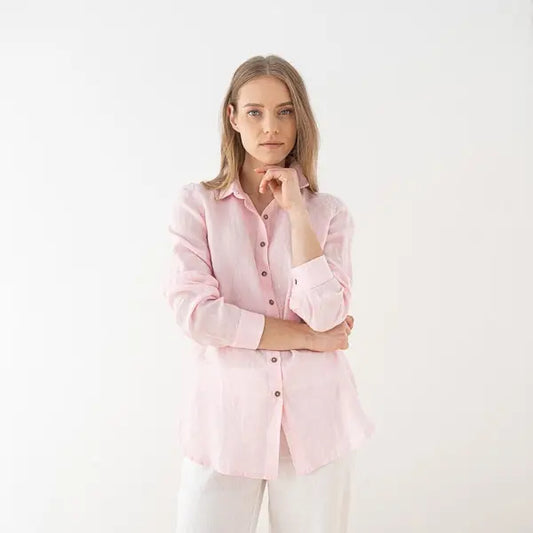 Linen Ernesto Classic Pink Shirt