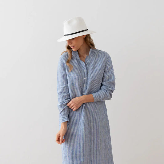 Linen Long Stripe Megan Dress