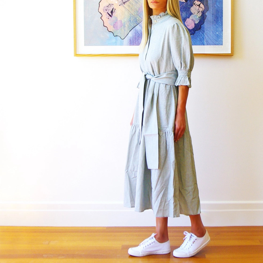 Lottie Green & White Yarn Stripe Dress