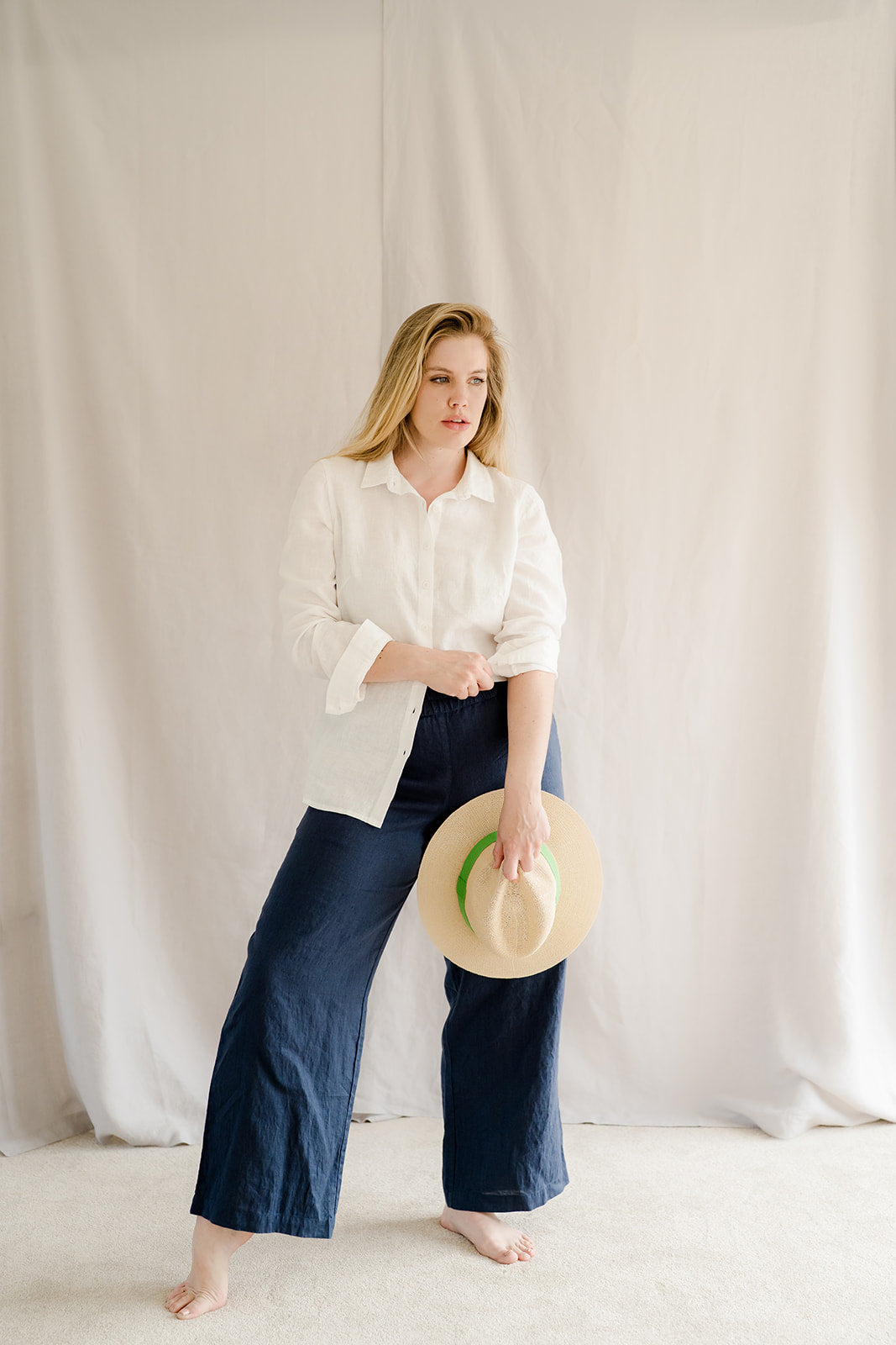 Linen Trousers Navy