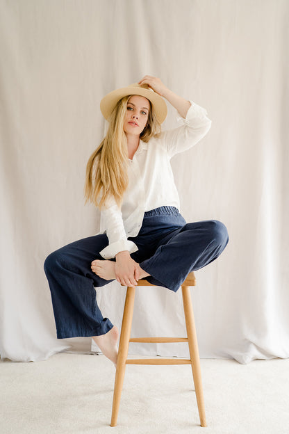 Linen Trousers Navy