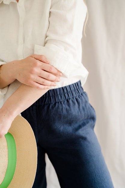 Linen Trousers Navy