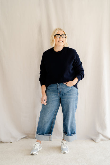 Relaxed Crew Neck Jumper Navy