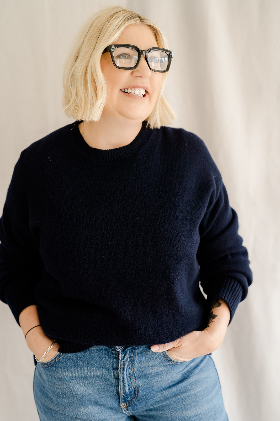 Relaxed Crew Neck Jumper Navy