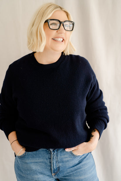 Relaxed Crew Neck Jumper Navy