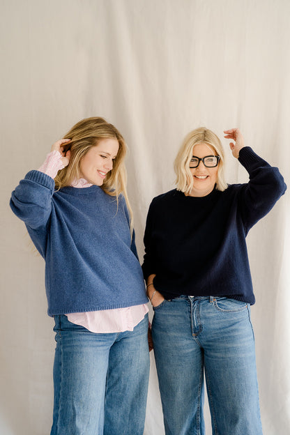 Relaxed Crew Neck Jumper Denim Blue