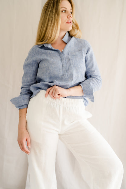 Linen Fabio Shirt Mid Blue