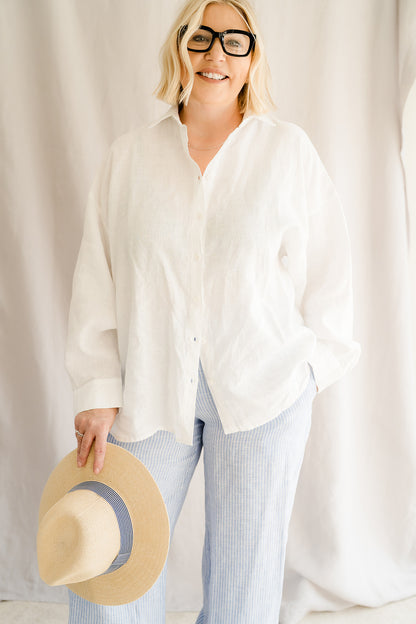 Linen Ruth Oversize Shirt White