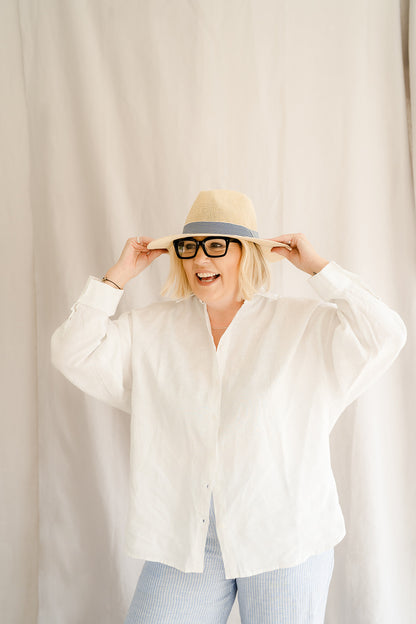 Linen Ruth Oversize Shirt White