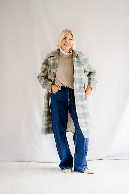 Pod & Pip Henley Check Coat -Pre Order